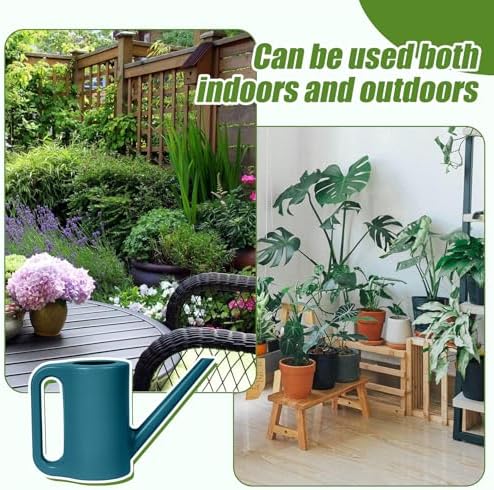 Hand Plastic Watering Can - for Indoor and Outdoor Home Garden Plants - with Long Spout - Emerald Green - 1/4Gallon - Image 4
