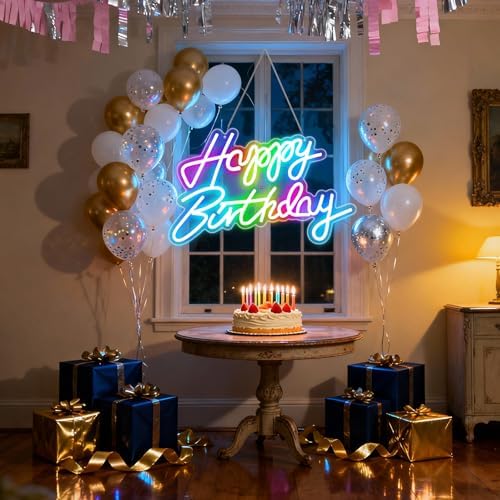Happy Birthday Neon Sign for Wall Decor, RGB Led Neon Dimmable - Image 4