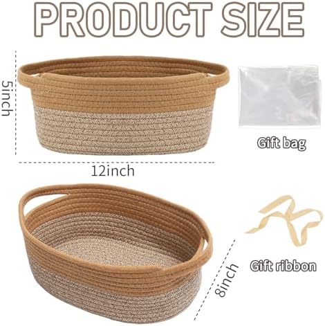 JMvicyroam Small Woven Basket, Empty Gift Basket, Jute&Brown/1 Pack - Image 2