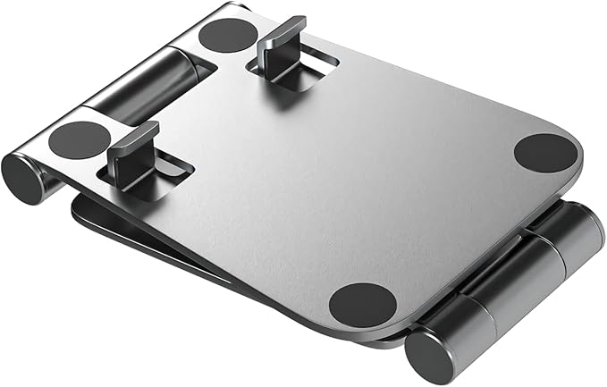 Cell Phone Stand for Desk Phone Holder Foldable Portable Adjustable Cradle Dock Compatible with iPhone 15 14 13 Pro Max, iPhone 12 11 Plus SE XS XR 8 7, Office Desk Travel Accessories, Silver