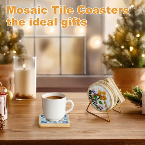 5 Sets DIY Mosaic Kits for Adults Women, Mosaic Tiles Craft Coaster Kit - Image 3