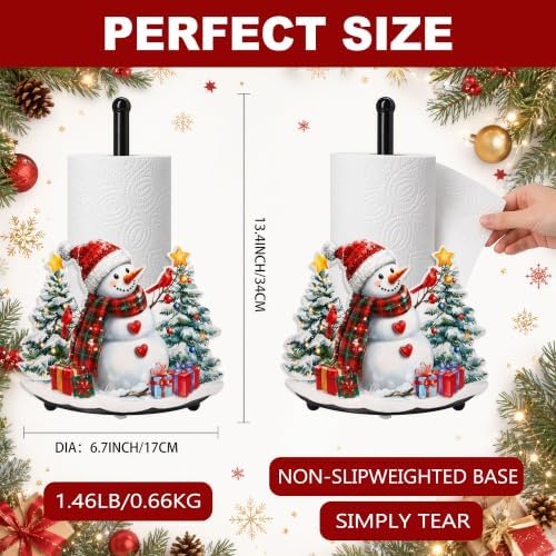 Christmas Snowman Paper Towel Holder, Farmhouse Xmas Kitchen Countertop Decor, Decorative Table Paper Towel Holder, Christmas Housewarming Birthday Gift for Women Mom - Image 2