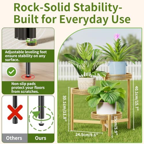 Metal Plant Stand Indoor Outdoor, 3 Tier Corner Plant Shelf for Multiple Plants, Gold Tiered Plant Stand, Heavy Duty Flower Holder, Folding Tall Rack for Garden Patio Balcony - GoldWave - Image 3