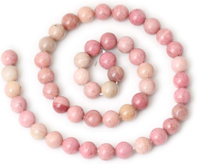 45PCS 8mm Natural Rhodochrosite Gemstone Smooth Round Loose Beads for Jewelry Making DIY Findings 1 Strand 15"