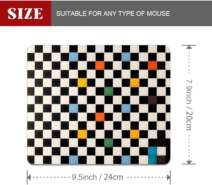 Old Skoo Retro Checkerboard Texture Mouse pad, Square Waterproof and Anti Slip Mouse pad for Office laptops