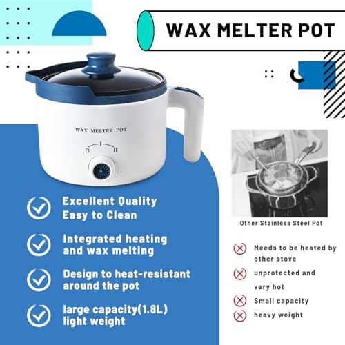 Ksedcon Wax Melting Pot Kit with Thermometer, Wicks and 3 Candle Dye Colors - Image 4