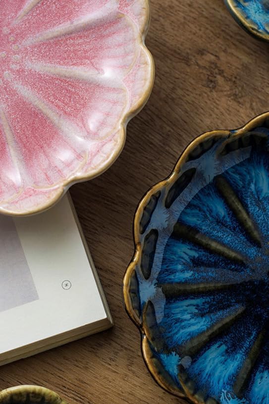 JAMEND CLXP Lotus Ring Holder Dish Small Indoor Ash Tray, Ceramic Dessert Plate Trinket Jewelry Holder Organizing Necklace Earrings for Parents Friends Sister, Blue. All Jewelries Are NOT Included. - Image 5