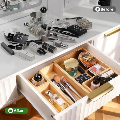 MapleGrace Bamboo Drawer Organizer Set, 14 PCS Wood Storage Organizers - Image 5