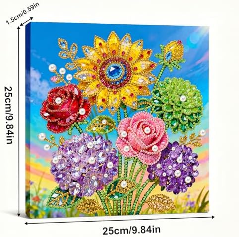 Xylzzuit Pearl Painting Kit with Frame 9.84x9.84IN Colorful DIY Gemstone Pearls Beads Art Craft for Adults Home Desktop Wall Decor (Flower02) - Image 7