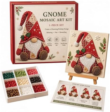 Gnome Mosaic Art Kit, DIY Craft Set for Adults, Cottagecore Desk Decor by Unknown