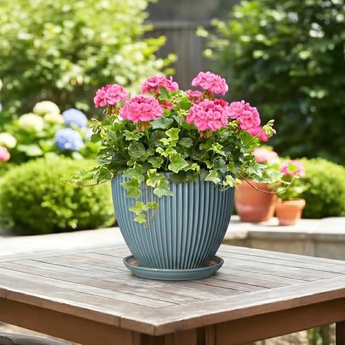 Ceramic Planter, 8 Inch Plant Pot Indoor with Drainage Hole and Saucer, Decorative Planters for Indoor Plants, Modern Flower Pots, Round Planter, Room Decor, Gifts for Plant Lovers, Glaze Blue - Image 4