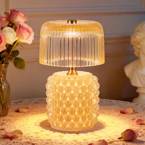 Small Battery Operated Lamp with Timer, Pearl, Yellow by SisiHokai