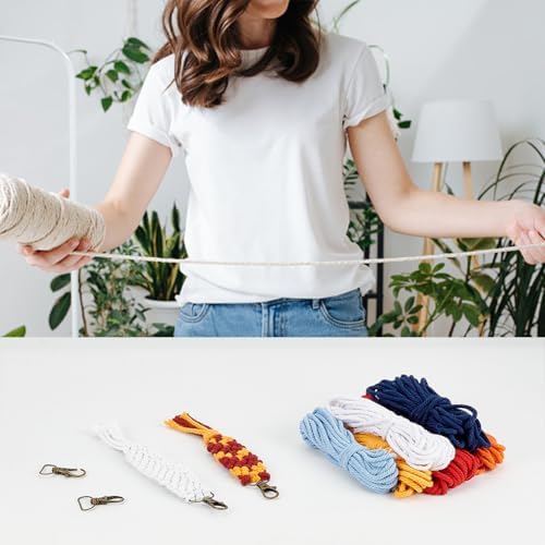 INFUNLY 6 Sets Magic Macrame Keychain Kits for Adults Beginners with Instruction + Video DIY Mini Boho Macrame Keychain Kit for Starter with Tassels for Car Key Purse Phone Wallet Bag Charm - Image 5