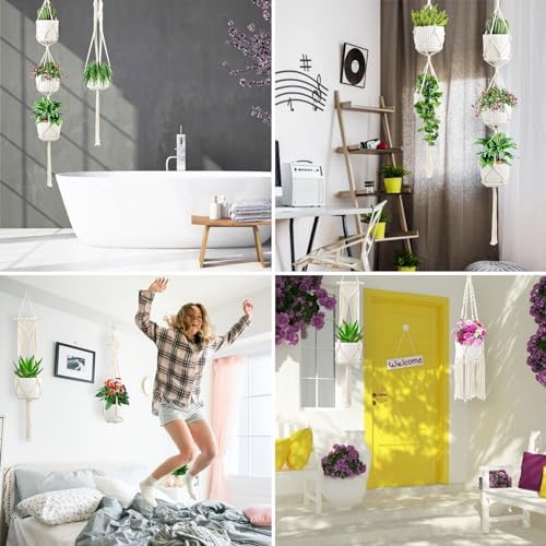 SFENNGPET Macrame Plant Hangers, 6Pack Hanging Planters for Indoor Plants - Image 5