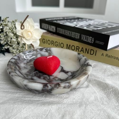 Natural Calacatta Viola Marble Jewelry Tray, 5.5" Round Trinket Dish - Image 6