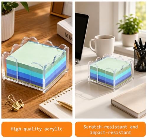 Clear Acrylic Sticky Note Holder Wavy Memo Pad Dispenser for Desk Storage - Image 3