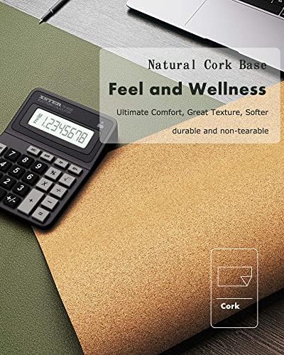 YSAGi Double-Sided Desk Mat, Eco Cork Desk Protector, Large Mouse Pad, Waterproof Blotter, Writing Pad for Office/Home (23.6"x13.7", Olive Green + Cork) - Image 3