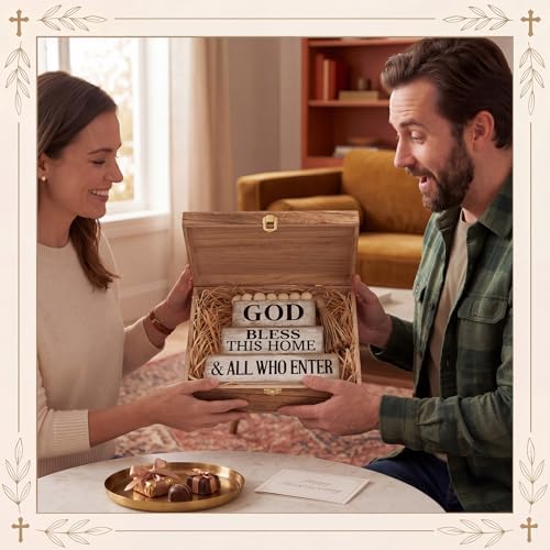 Moucuny 4 Pcs Christian Table Decor Rustic God Bless This Home Stacked Sign - Image 6