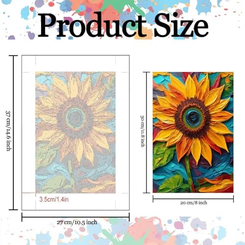Oil Painting Flowers 6 Pack DIY Paint by Numbers Kits for Adults Sunflower Poppy Lavender Lily Flower Acrylic Paint Number Painting Kits on 8x12 Inch Canvas without Frame Floral Home Wall Decor - Image 3
