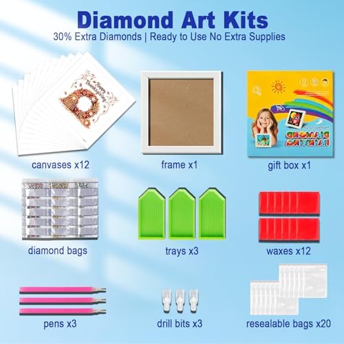 DOZEEZOP 12-Pack Small Diamond Art Kit for Adults Teens 7"x7" - Image 6