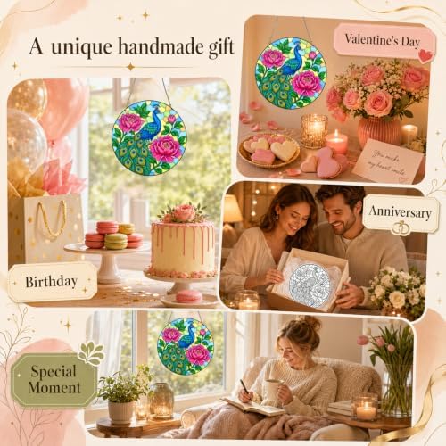 Jiamiyou 51pcs Flower Suncatcher Craft Kit DIY Stained Glass Art for Adults - Image 7