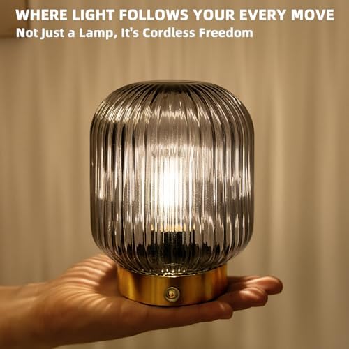 MJ PREMIER Rechargeable Table Lamp, Cordless Lamp with Memory Function,Gray - Image 3