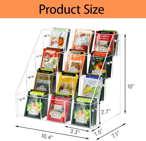 Tea Bag Organizer, Acrylic Tea Holder Storage Rack, Assembly Required - Image 3