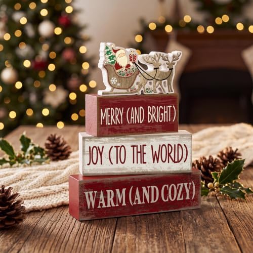 Moucuny 4 Pcs Christmas Table Decoration for Home Wooden Santa Sleigh Signs - Image 6