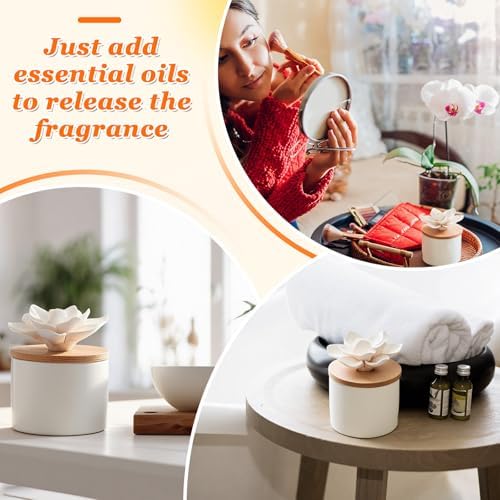 Honeydak 2 Pcs Ceramic Essential Oil Diffuser, Non Electric,Water Lotus - Image 3