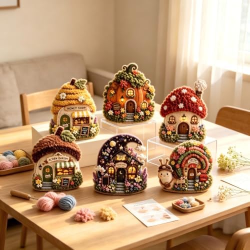 Whimsical Village 3D Fabric Poke Art Kit,Adult Creative Fabric Craft Set C - Image 7