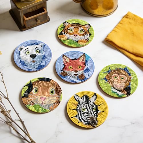 Leatrice 8 PCS Diamond Art Coasters Set Diamond Painting Kits for Adults - Image 6