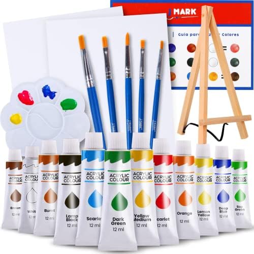 J MARK Painting Set, Canvas and Paint Set - Paint Kits for Adults with Canvas, 8 x 10 in. Canvases, Brushes, Palette and More by JMark