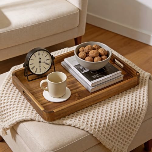 HILLSPRING Acacia Wood Serving Tray with Handles, 17" x 13" - Image 5