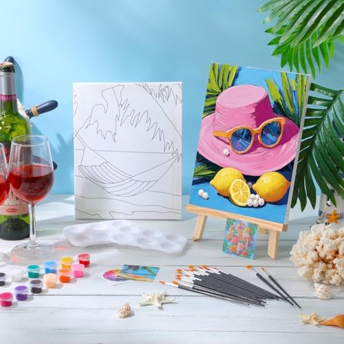 Dinifee 6 Pack Pre Drawn Canvas 8x10 Paint Kit for Adults, Colorful Hawaii - Image 2