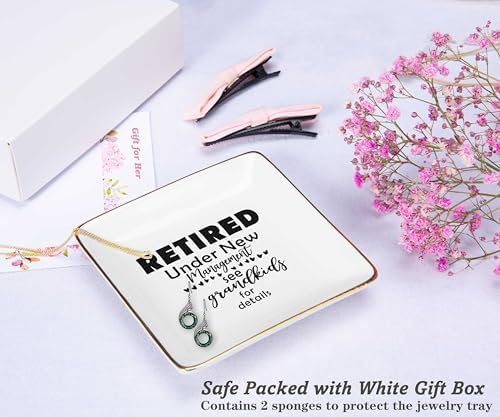 Retired Under New Management - Happy Retirement Gift - Funny Colleagues Goodbye Leaving Gifts for Coworkers Boss Leader Teacher - Appreciate Christmas Jewelry Tray Trinket Holder Ring Dish - Image 2