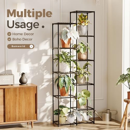 Bamworld Plant Stand Indoor Outdoor 11 Tier Tall Large Metal Plant Shelf - Image 5