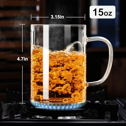 PARACITY Tea Mug with Infuser and Lid, 15 oz Clear Borosilicate Tea Cup - Image 6