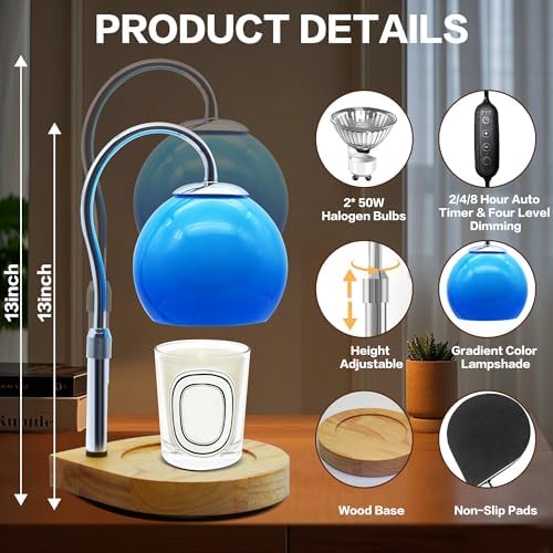 Candle Warmer Lamp with Timer 2H/4H/8H, Adjustable Height, Ocean - Image 2