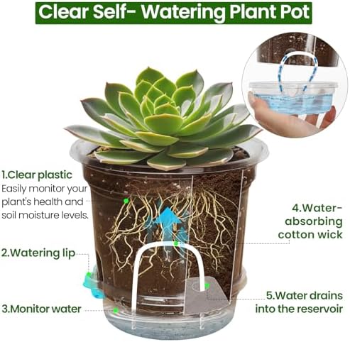 Bluepro Self Watering Pots for Indoor Plants, 5 Inch, 20-Pack - Image 4