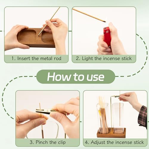 Incense Holder for Sticks, 2 in 1 Incense Burner with Glass Jars, Upside Down Incense Holder with Ash Catcher & Storage for Meditation Yoga Spa Home Decor with 20 Incense Sticks & Brush - Image 7
