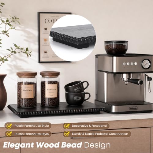 Beaded Wood Risers 16" Rustic Display Stand for Boho Decor(Rustic Black) - Image 4
