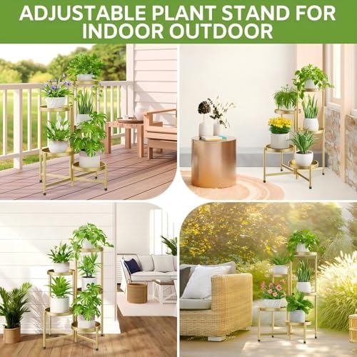 iDavosic.ly 5 Tier Large Plant Stand Indoor Outdoor, 10 In Wide Tray, Gold - Image 2
