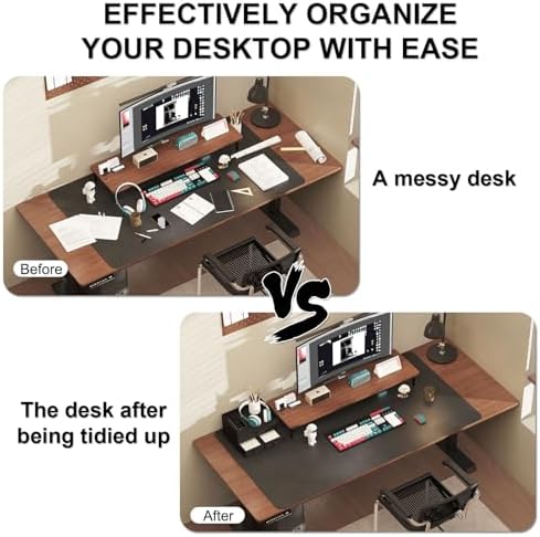Bamboo Desk Organizer with Drawers,Wooden Desktop Storage (3 Drawers,Black) - Image 4