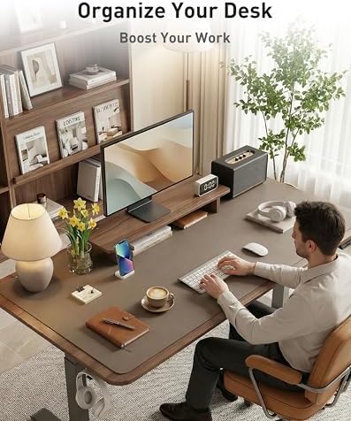Aothia Faux Leather Desk Mat - Large Mouse Pad, Non-Slip PU Leather Blotter, Waterproof Writing Surface for Office and Home (Coffee, 40" x 24") - Image 3