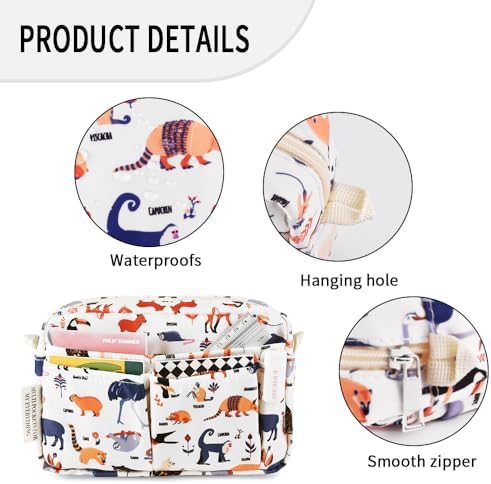 Multiple Pockets Portfolio Organizer with Zipper,Makeup Bag Pencil Pouch - Image 5