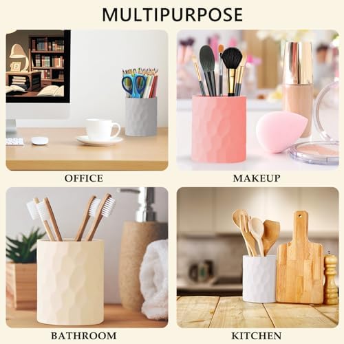 Pencil Pen Holders For Desk, Nordic Style Sturdy Silicone Pen Organizer, Makeup Art Supply Cup holder, Cute Desk 0rganizer Accessories Decor For Office, School ,Home, Medium-sized(Grey) - Image 6