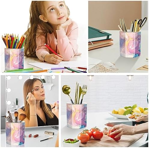Pen Holder for Desk, Cute Ceramic Pencil Holder, Pen Cup Marker Holder Makeup Brush Holders, Desk Accessories & Workspace Organizers for Office, Home, Gold - Image 6