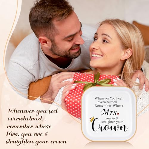 PUDDING CABIN Mothers Day Gifts for Wife Mrs. Jewelry Dish - Remember Whose Mrs. you are & Straighten Your Crown - Engagement Wedding Ring Holder Jewelry Tray, Anniversary Birthday Gift for Wife - Image 7