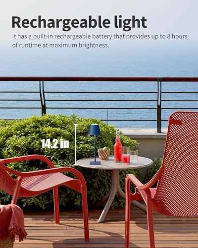 KDG 2 Pack Cordless Blue Table Lamps, Rechargeable Portable LED Desk Lamps - Image 2