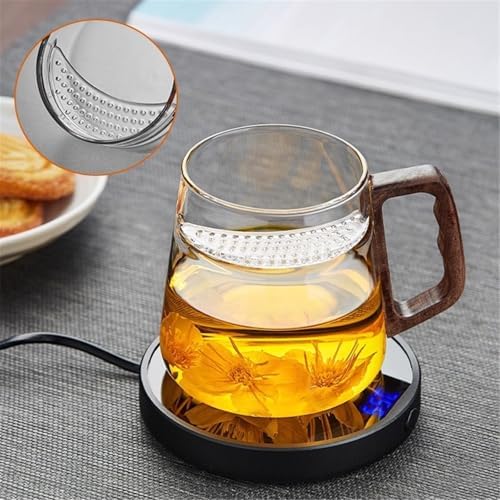 Drinking Glasses Clear Borosilicate Glass Cup with Wood Handle, 18oz(Gris) - Image 7